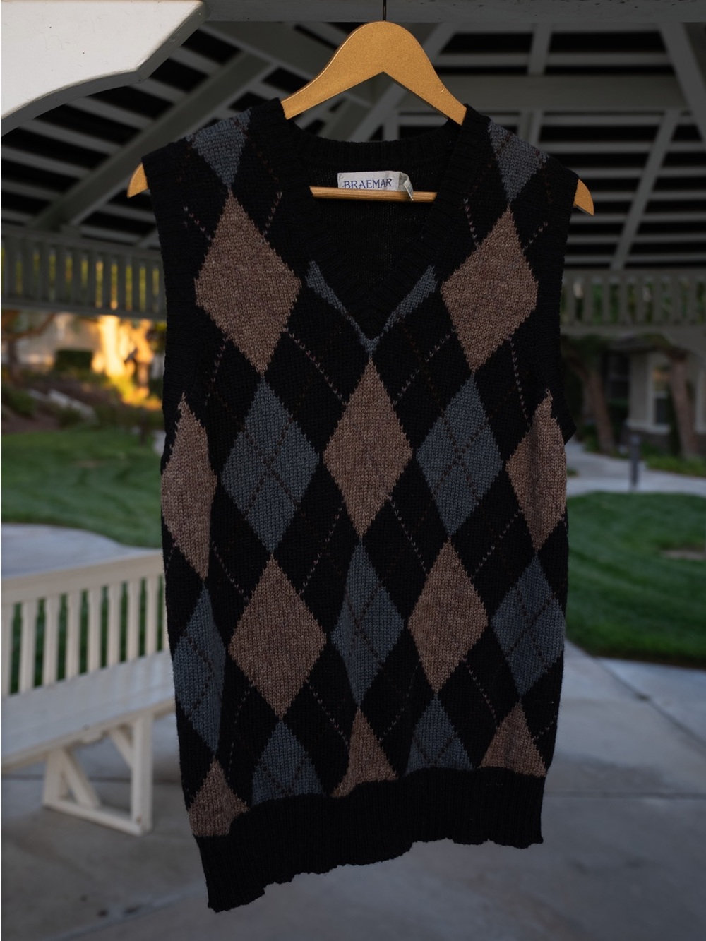 Vintage Braemar Scottish Shetland Wool Argyle Sweater Vest Medium
